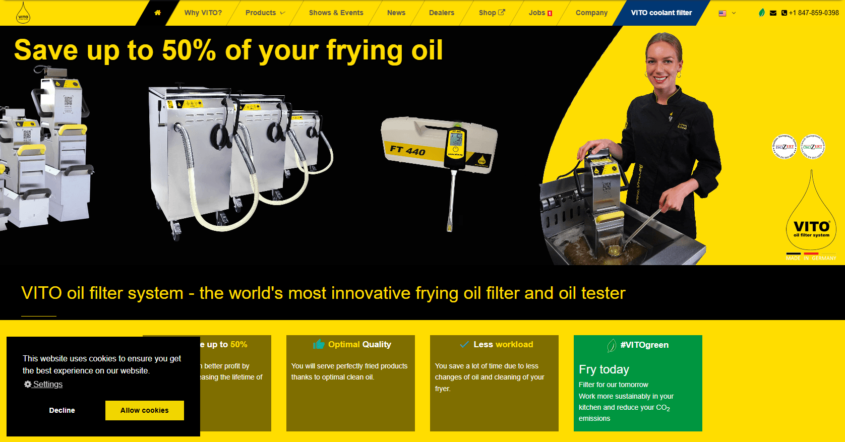 VITO Fryfilter original website before redesign